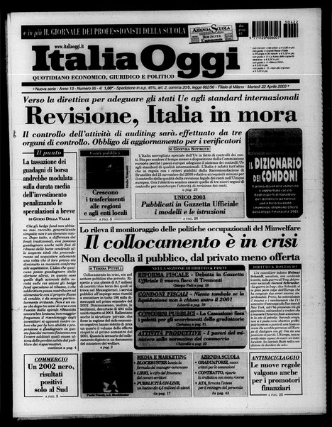 Italia oggi : quotidiano di economia finanza e politica